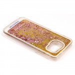 Wholesale Samsung Galaxy S6 Edge Glitter Shake Shake Star Dust Case (Gold Hot Pink)